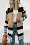 Colorblock Splicing Open Front Cardigan