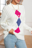 White Cable Knitting Pullover Sweater
