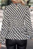 Abstrack Stripes Flare Sleeves Blouse
