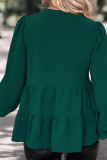 Green V Neck Splicing Top