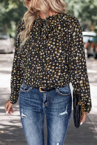 Bow Knot Black Printing Top