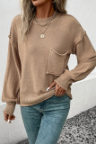 Khaki Stitchinig Pullover Sweater