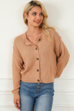 Khaki Button Front Drop Shoulder Knitted Cardigan