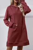 Plain Hooded Kangragoo Pockets Sweatshirt Dress
