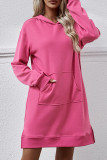 Plain Hooded Kangragoo Pockets Sweatshirt Dress