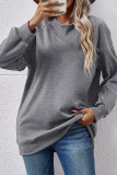 Plain Splicing Crew Neck Sweatshirt