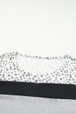 Gray Leopard Colorblock Patchwork Pullover and Shorts Set