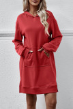 Plain Hooded Kangragoo Pockets Sweatshirt Dress