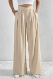 Apricot Linen Smocked Wide Leg Pants