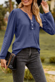 Boutique Wholesale Women Plain V Neck Buttoned Long Sleeves Top