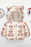 Kids Hooded Zipper Cartoon Quilted Coat