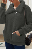 Turndown Collor Size Zipper Fleece Sweatshirt