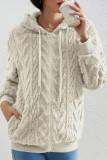 Cable Knit Hooded Zipper Cardigan