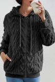 Cable Knit Hooded Zipper Cardigan