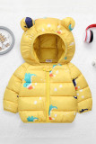 Kids Hooded Zipper Cartoon Quilted Coat