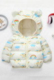 Kids Hooded Zipper Cartoon Quilted Coat