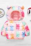 Kids Hooded Zipper Cartoon Quilted Coat
