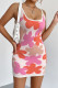 Floral Knit U Neck Cami Tank Dress