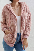 Cable Knit Hooded Zipper Cardigan