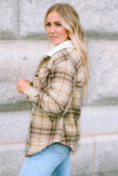 Pink Winter Sherpa Lined Plaid Shacket with Chest Pockets