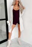 White Side Splits Open Front Hooded Cardigan