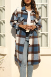 Plaid Woold Pockets Button Up Long Length Jacket