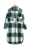 Plaid Woold Pockets Button Up Long Length Jacket