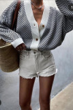 Black Zig Zag Stripe Buttoned Sweater Cardigan
