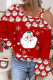 Santa Print One Shoulder Long Sleeves Top
