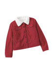 Red Corduroy Sherpa Snap Button Flap Jacket