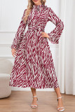 Leopard Zebra Print Flare Sleeves Long Dress