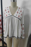 V Neck Floral Flare Sleeves Top