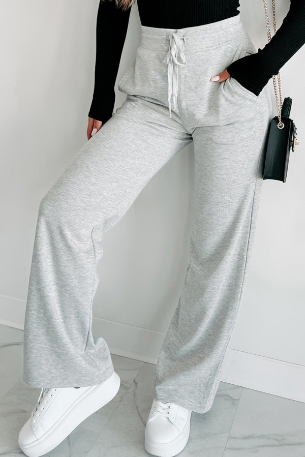 Light Grey Drawstring High Waist Sweatpants