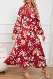 Floral Print Puff Sleeves Maxi Dress