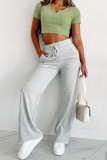 Light Grey Drawstring High Waist Sweatpants