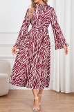 Leopard Zebra Print Flare Sleeves Long Dress