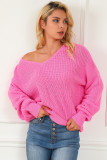 Rose V Neck Drop Shoulder Slouchy Sweater