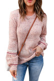 Pink Pilling Detail Patterned Sleeve Sweater