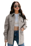 Beige 4 Big Pockets Quilted Button Down Puffer Coat