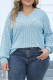 Plain V Neck Rib Plus Size Top