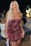 Red Strapless Bodycon Mini Sequin Dress