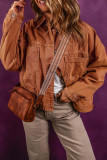Gold Flame Chest Pockets Slightly Distressed Denim Jacket