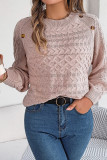 Plain Side Button Cable Knit Sweater
