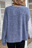 Colorblock Splicing Irregular Button Long Sleeves Top