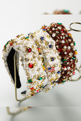 Rhinestone And Pearls Christmas Headband MOQ 3pcs