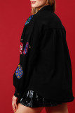 Christmas Pattern Sequin Button Up Jacket