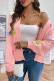 Crochet Flower Pendant Open Knit Cardigan