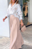 Button Printed Blouse With Wide Leg Pants 2pcs Set