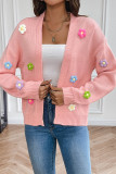 Crochet Flower Pendant Open Knit Cardigan