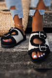 Buckle Fluffy Slip On Slippers